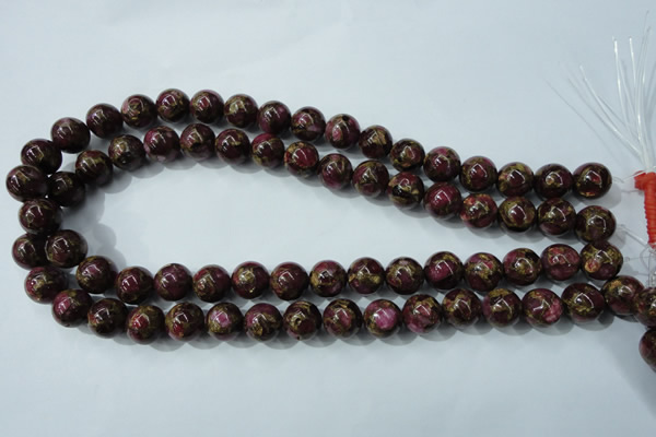 CGO54 15.5 inches 10mm round gold red color stone beads