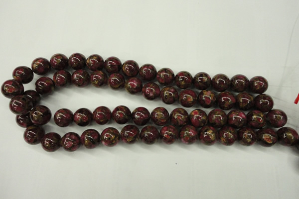 CGO57 15.5 inches 16mm round gold red color stone beads