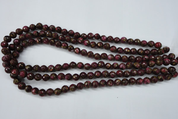 CGO64 15.5 inches 10mm faceted round gold red color stone beads