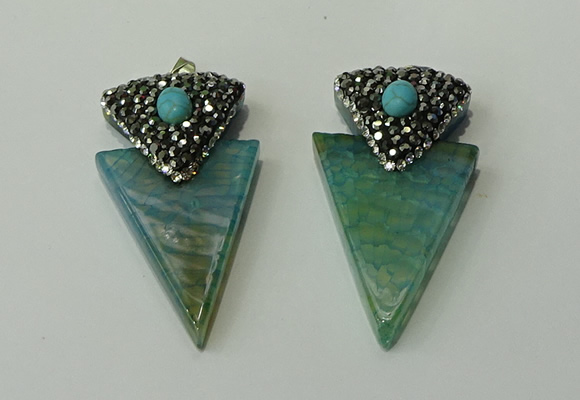 CGP104 30*55mm arrowhead agate gemstone pendants wholesale