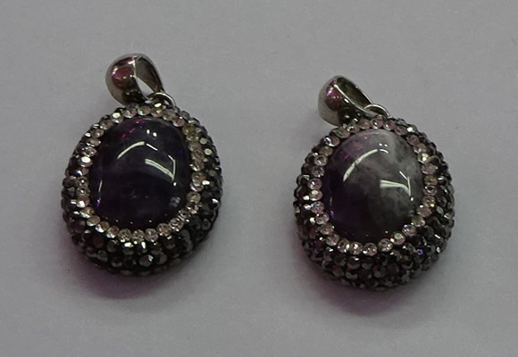 CGP1510 18*25mm oval amethyst gemstone pendants wholesale