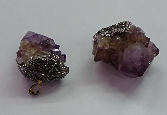 CGP1529 30*40mm - 40*45mm faceted nuggets druzy amethyst pendants