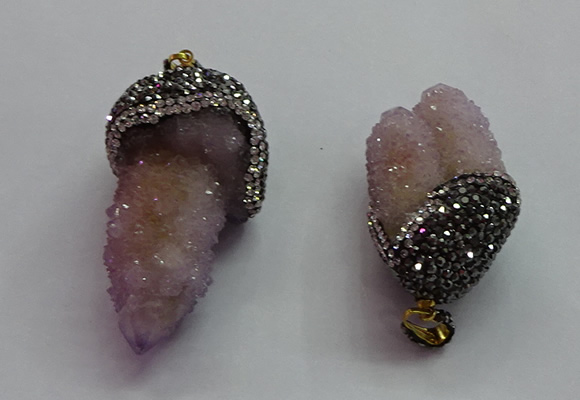 CGP1531 20*40mm - 30*50mm nuggets druzy quartz pendants