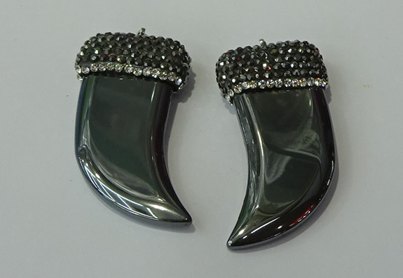 CGP156 28*55mm horn hematite gemstone pendants wholesale