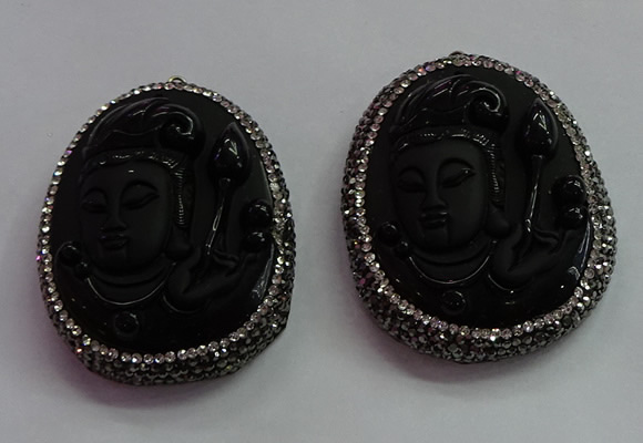 CGP1571 40*50mm carved black obsidian pendants wholesale