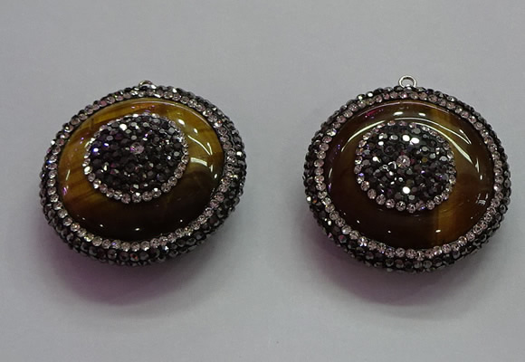 CGP1573 35mm coin yellow tiger eye pendants wholesale