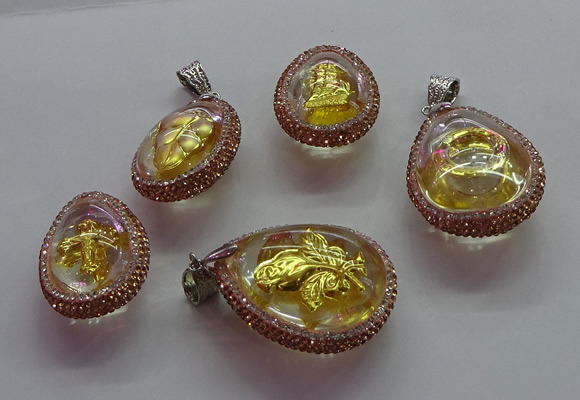 CGP1600 25*35mm - 30*40mm teardrop crystal glass pendants