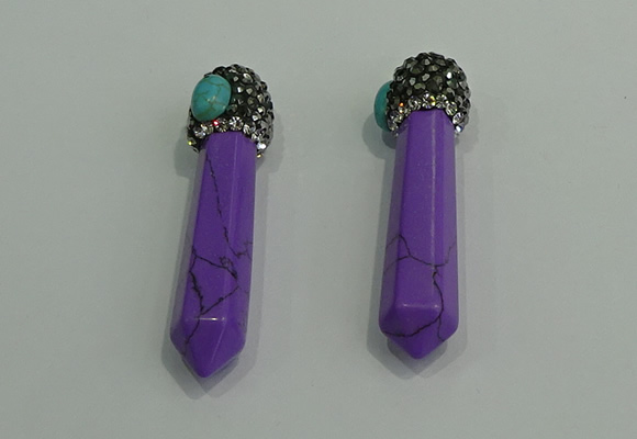 CGP170 10*55mm sticks turquoise gemstone pendants wholesale