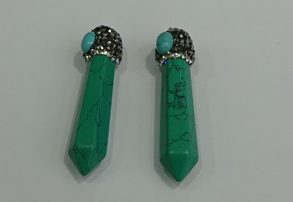 CGP173 10*55mm sticks turquoise gemstone pendants wholesale