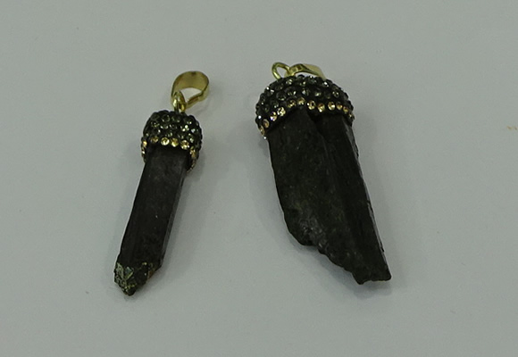 CGP205 6*30mm - 15*40mm sticks black tourmaline pendants