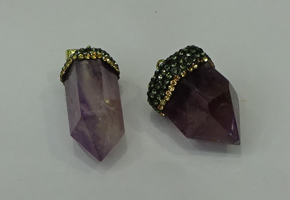 CGP212 15*30mm - 20*35mm bullet amethyst gemstone pendants