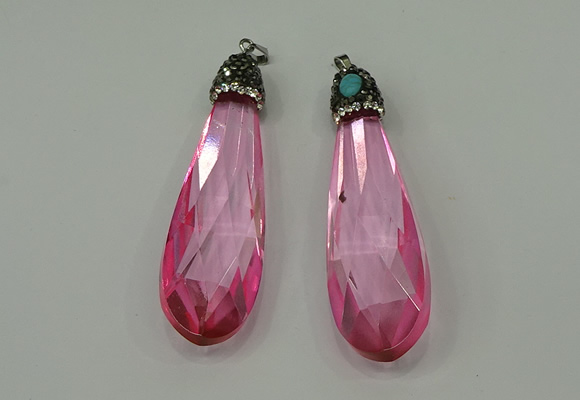 CGP234 20*80mm faceted teardrop crystal glass pendants wholesale