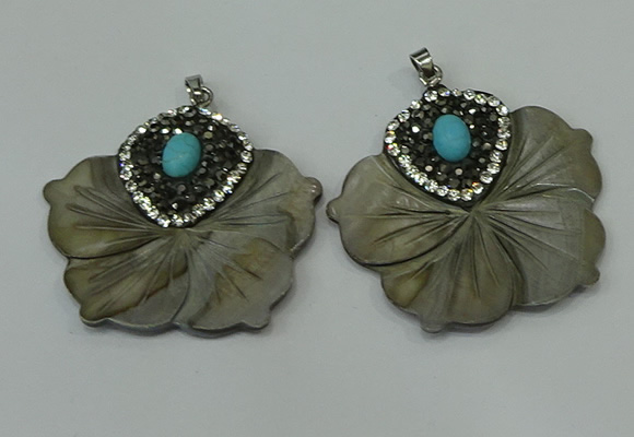 CGP301 40*42mm flower pearl shell pendants wholesale
