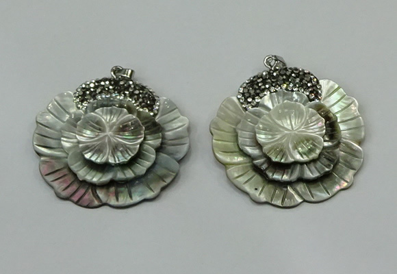CGP302 40*42mm flower pearl shell pendants wholesale