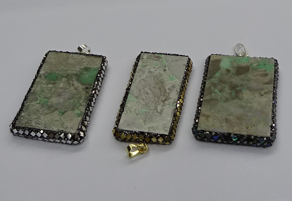 CGP3023 30*60mm - 40*60mm rectangle green apple jasper pendants