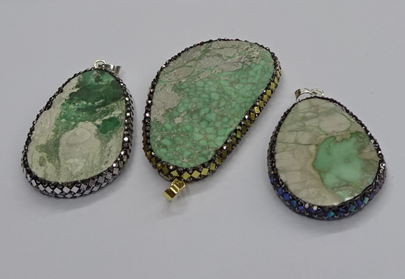 CGP3028 35*50mm - 40*65mm freeform green apple jasper pendants