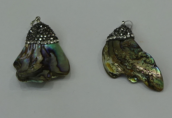 CGP304 20*40mm - 25*35mm freeform abalone shell pendants wholesale