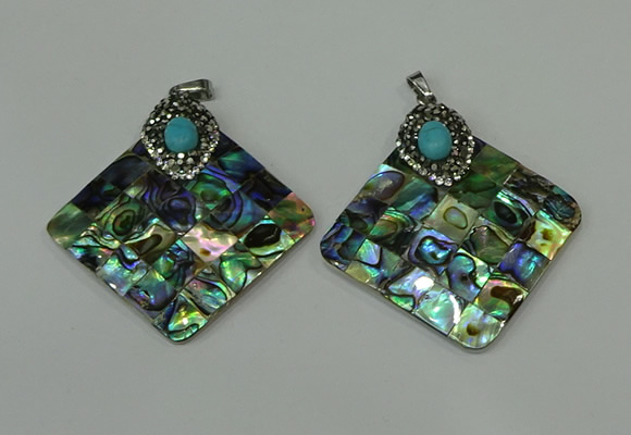 CGP306 35*35mm diamond abalone shell pendants wholesale