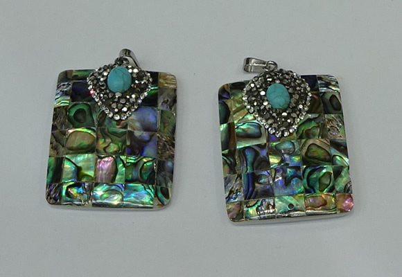 CGP307 30*40mm rectangle abalone shell pendants wholesale