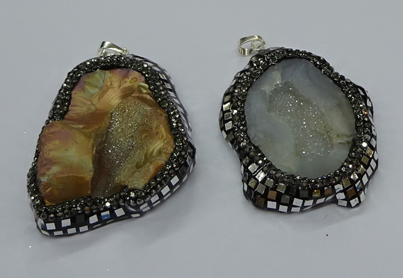 CGP3082 40*50mm - 45*55mm freeform druzy agate pendants