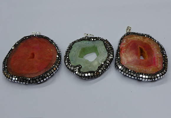 CGP3086 40*50mm - 50*65mm freeform druzy agate pendants