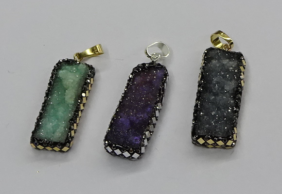 CGP3125 12*35mm - 15*40mm rectangle druzy agate pendants