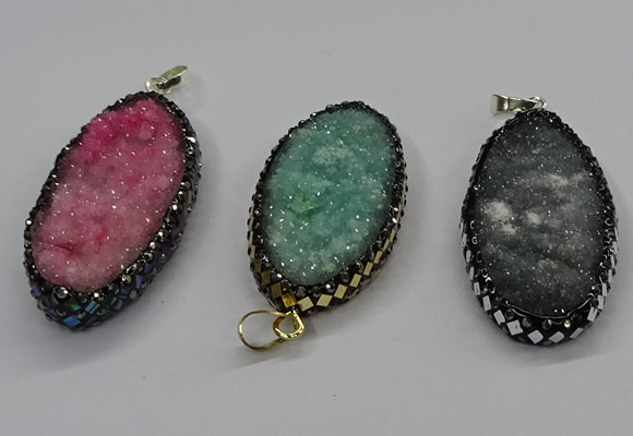 CGP3133 25*50mm - 25*55mm oval druzy agate pendants wholesale