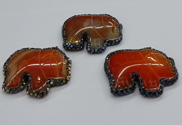 CGP3171 50*55mm elephant agate gemstone pendants wholesale