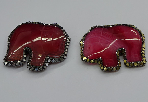 CGP3173 50*55mm elephant agate gemstone pendants wholesale