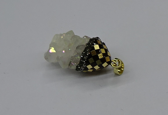 CGP3181 15*20mm - 15*35mm nuggets plated druzy quartz pendants