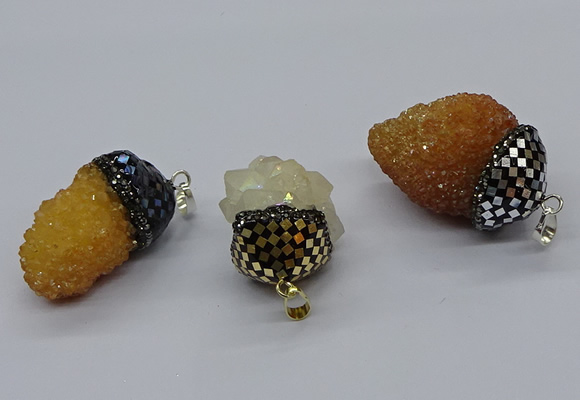 CGP3199 20*30mm - 25*40mm nuggets plated druzy quartz pendants