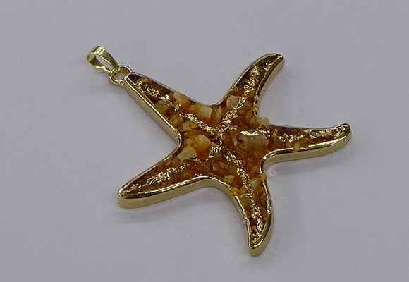 CGP3231 55*58mm starfish druzy agate pendants wholesale
