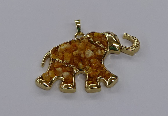 CGP3241 35*60mm elephant druzy agate pendants wholesale