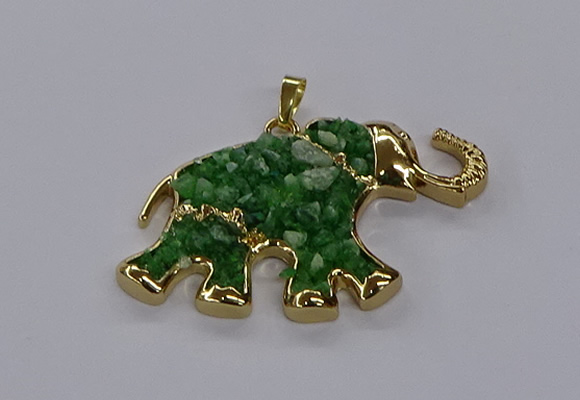 CGP3245 35*60mm elephant druzy agate pendants wholesale