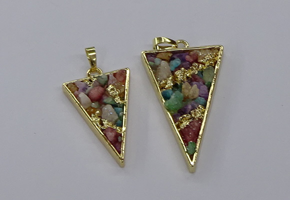 CGP3262 25*40mm - 30*50mm triangle druzy agate pendants wholesale