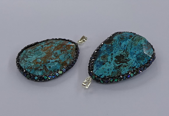 CGP3284 40*50mm - 45*55mm faceted freeform ocean agate pendants