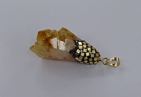 CGP3296 20*40mm - 25*45mm faceted freeform druzy citrine pendants