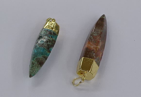 CGP3330 13*50mm - 15*60mm faceted bullet ocean agate pendants