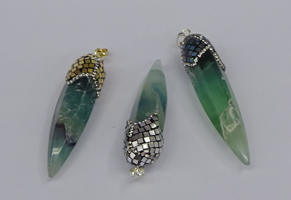 CGP3358 15*50mm - 16*65mm sticks fluorite gemstone pendants