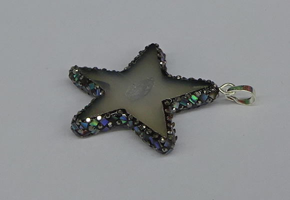 CGP3378 45*45mm star druzy agate pendants wholesale