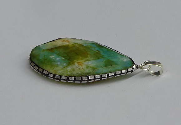 CGP3400 30*40mm - 30*45mm faceted flat teardrop agate pendants
