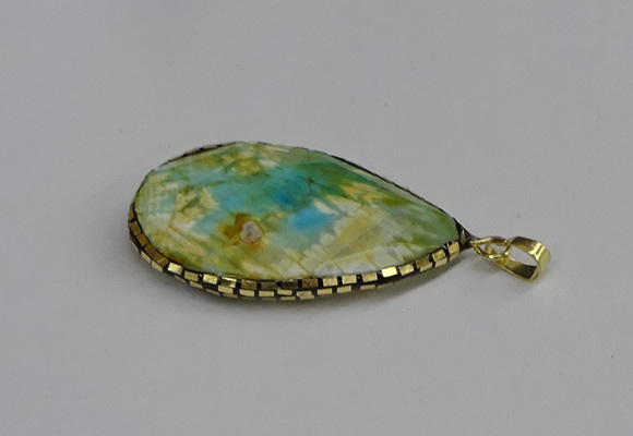 CGP3401 30*40mm - 30*45mm faceted flat teardrop agate pendants