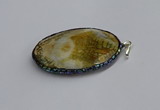 CGP3407 35*50mm faceted oval agate pendants wholesale