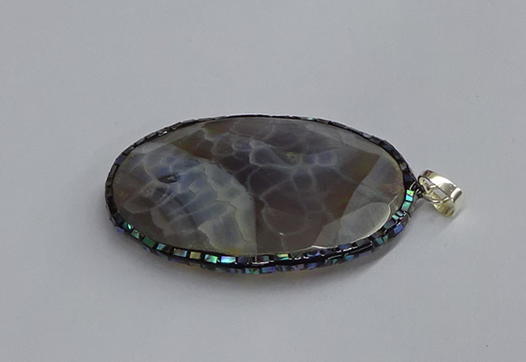 CGP3412 35*50mm faceted oval agate pendants wholesale