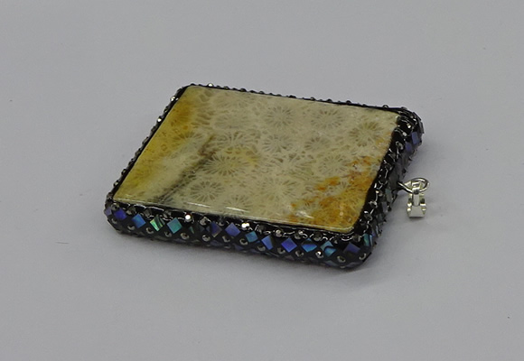 CGP3422 35*60mm - 40*50mm rectangle fossil coral pendants