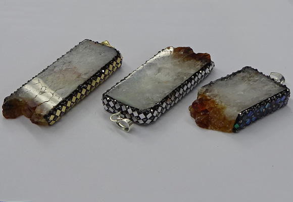 CGP3433 30*45mm - 28*60mm freeform druzy citrine pendants