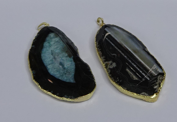 CGP3439 36*70mm - 40*80mm freeform druzy agate pendants wholesale