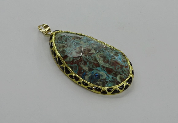 CGP3478 30*50mm - 35*55mm faceted flat teardrop ocean agate pendants