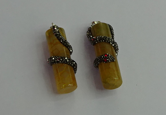 CGP348 12*40mm tube agate gemstone pendants wholesale