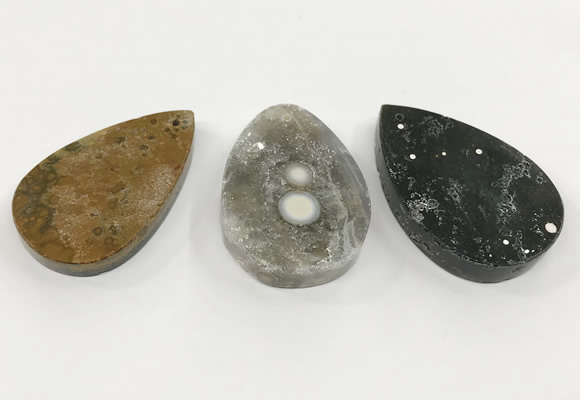 CGP3559 32*48mm - 40*60mm flat teardrop ocean agate slab pendants